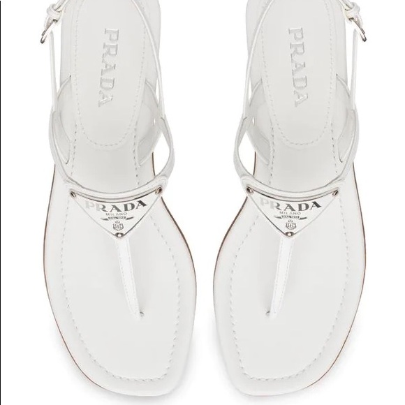 Prada White Leather Thong Sandal - Picture 1 of 6